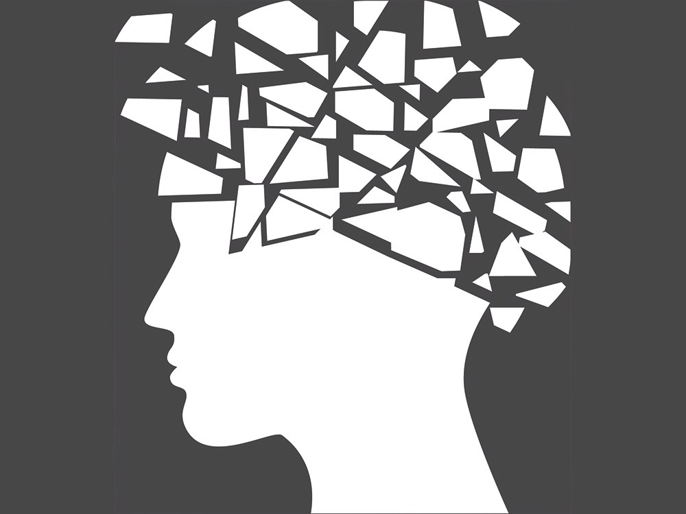 Kopfsache Mensch: Illustration Kopf mit fragmentiertem Schädel