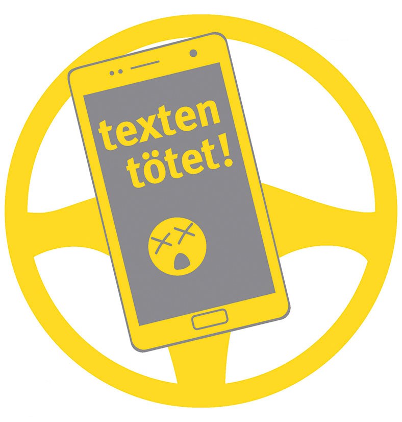 Verkehrssicherheit: Aufkleber „texten tötet“