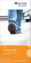 Cover des Faltblattes "Zu Fuß unterwegs" zeigt Beine eines gehenden Mannes in Jeans und Arbeitsschuhen.