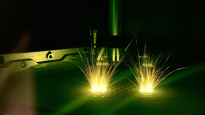 Laserpunkt eines 3D-Metalldruckers