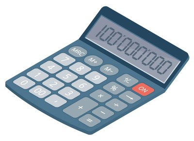 fik eines Taschenrechners in grau stellt die Umlageziffer bei der Berechnung des BG-Beitrages dar.