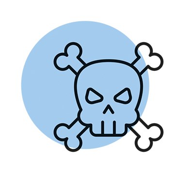 Illustration eines Totenkopfes als Konzeptsymbol für Arbeit mit Gefahrstoffen