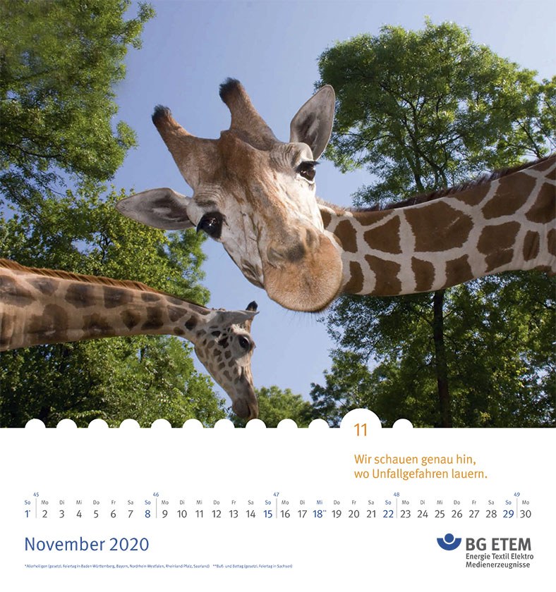 BG ETEM-Kalender für Beschäftigte