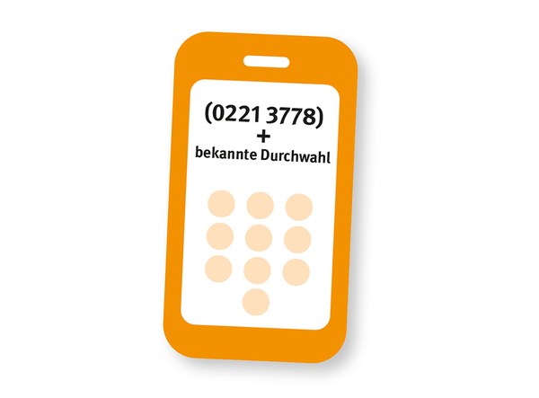Neue Rufnummern in den Regionen: Illustration eines Handys mit der zentralen Rufnummer der BG ETEM.