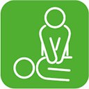 Symbolgrafik Herzmassage in grünem Kasten.