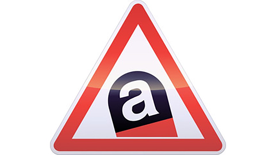 Dreieckiges Warnschild mit dem a für Asbest